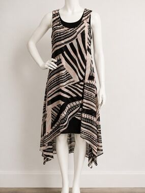 Joseph Ribkoff Sleeveless Abstract Print High Low Dress Size 10